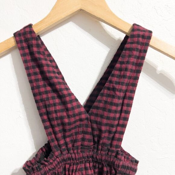 Zara Dress Girls 2-3 Toddler Gingham Overall Skirt Red Black Checker Plaid - Picture 2 of 6